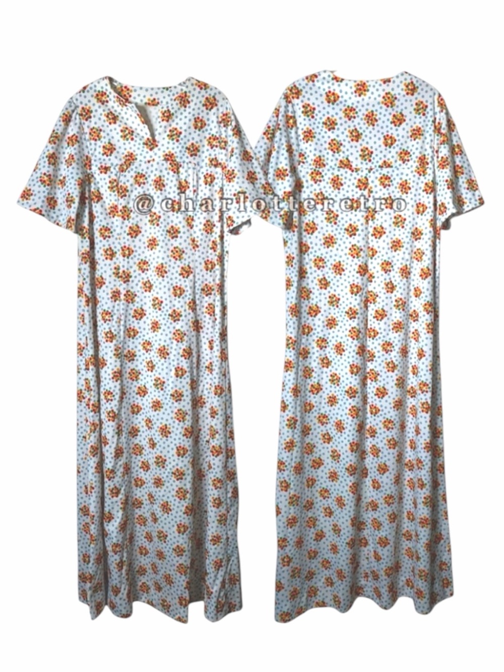 vtg Floral Polyester Double Knit House Dress